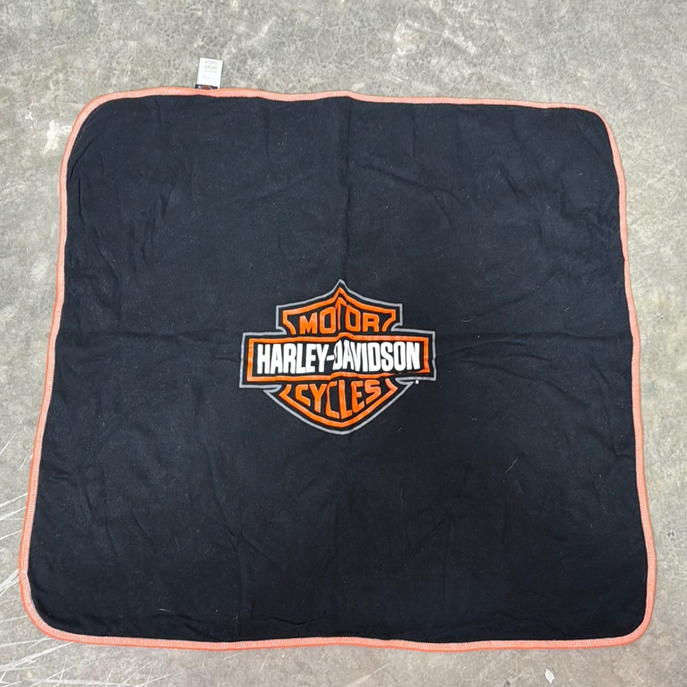 Harley-Davidson Black baby blanket  with Orange and White Logo